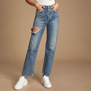 Agolde 90s Mid Rise Medium Wash Distressed